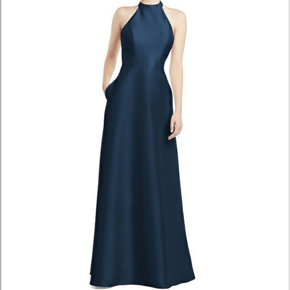 Alfred Sung D772 Satin Twill Sofia Blue bridesmaid dress, size 00 altered - Picture 1 of 3